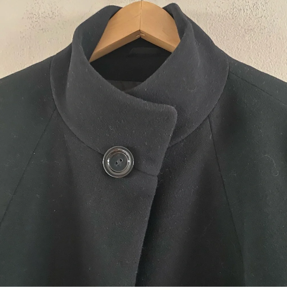 Cinzia Rocca Women’s Black Wool Angora Collared Walking Dress Coat Size 16 US - Picture 4 of 16